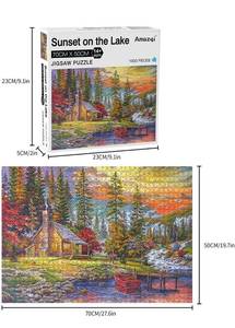 lot 32097 image: Jigsaw Puzzles 1000 Pieces for Adults - Lakeside Sunset Jigsaw Puzzle with Letters on Back - Premium Cardboard Perfect Interlocking Clear Printing 2820In