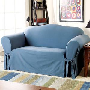 lot 32108 image: Cotton Sailcloth Duck Sofa Slipcover Blue - Sure Fit