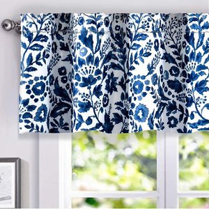 lot 32126 image: Lot of 2 DriftAway Indoor and Outdoor Polyester Blackout Rod Pocket Valances Blue,White,Multi-color 0.10 in x 18 in Set of 2