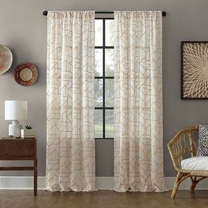 lot 32136 image: Lot of 2 Jigsaw Embroidery 50 x 84 Linen Blend Curtain Panel