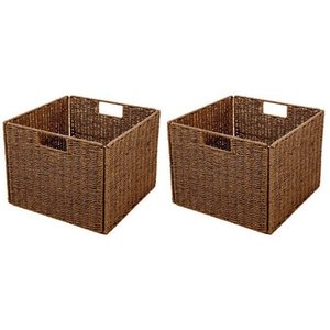 lot 62100 image: Foldable Storage Basket with Iron Wire Frame By Trademark Innovations (Set of 2)