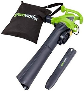 lot 62117 image: Greenworks 12 Amp Corded 2-Speed Leaf BlowerVacuum 270MPH-400CFM BLV12B00