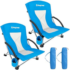 lot 62133 image: Kingcamp 4 Low Sling Beach Chair For Camping Concert Law Low And High Mesh Back