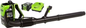 lot 62139 image: Greenworks - 80-Volt Cordless Backpack Leaf Blower - 180 MPH610 CFM (2.5Ah Battery and Charger Included) - Green