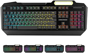 lot 62142 image: RGB LED Backlit Gaming Keyboard with Anti-ghosting, Light up Keys, USB Wired Waterproof Metal Keyboard (Cool Black)