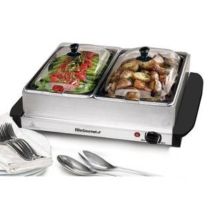 lot 62172 image: Elite Gourmet 2 x 2.5 Quart Stainless Steel Electric Buffet Server