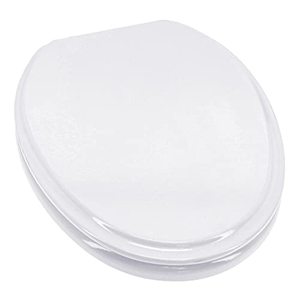 lot 63095 image: Ginsey Home Solutions (GINSV) Adult & Child Wood Plastic Potty Ring & EZ-Off Hinges Elongated Toilet Seat, (79760) (Damaged--See photos) ( SOLD AS IS)