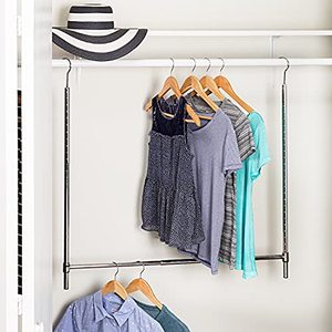 lot 63101 image: Honey Can Do Hanging Double Closet Rod HNG-09071, Chrome