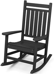 lot 63108 image: KINGYES Oversized Rocking Chair, Outdoor Porch Rocker Chair for Adult, All Weather- Resistant Patio Rocking Chair for Garden Lawn, Black