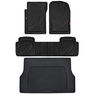 lot 63125 image: Motor Trend FlexTough Advanced Performance Liners - 4pc HD Rubber Floor Mats & Cargo Liner for Car SUV Auto