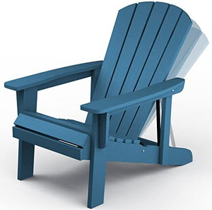 lot 63144 image: SERWALL Adirondack Chair, Adjustable Backrest Adirondack Chair, All Weather Reclining Adirondack Chair for Patio Garden, Cobalt Blue   (Retails $170.00)
