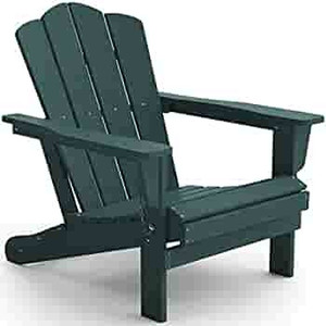 lot 63145 image: KINGYES Folding Adirondack Chair, HDPE All-Weather Folding Adirondack Chair, Green   (Retails $135.00)
