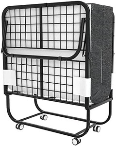 lot 63147 image: Foxemart Folding Bed with Mattress Portable Foldable Guest Beds Cot Size Rollaway Beds for Adults with Luxurious Memory 5 Inch Foam Mattress and Super Sturdy Frame, 75 x 31 Inch.   (Retails $290.00)