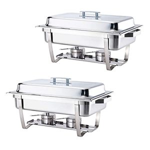lot 63159 image: ALPHA LIVING 70012-Gray 2 Pack 8QT Chafing Dish High Grade Stainless Steel Chafer Complete Set, 8 Qt, Alpine Gray Handle