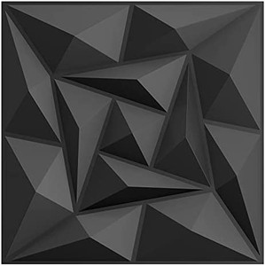lot 63167 image: PVC 3D Wall Panel for Interior Wall Decor, Matt Black Decorative 3D Wall Panels, 3D Textured Wall Panels 19.7 x 19.7(Pack of 10 Tiles)