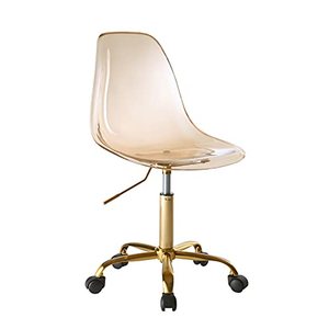 lot 64019 image: Urban Shop Acrylic Rolling Desk Chair, Tan