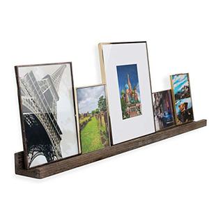 lot 64021 image: Rustic State Ted Wall Mount Narrow Picture Ledge Shelf Display  36 Inch Floating Wooden Storage Shelves Torched Brown