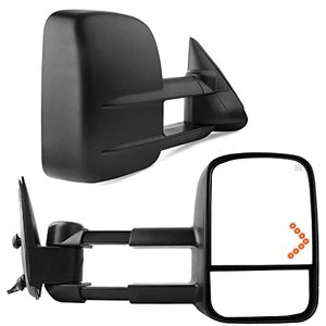 lot 64036 image: YITAMOTOR Towing Mirrors Compatible with 07-14 Chevrolet Silverado GMC Sierra Cadillac Yukon Tahoe Power Heated Telescoping LED Arrow Signal Light Side Mirrors Pair Set