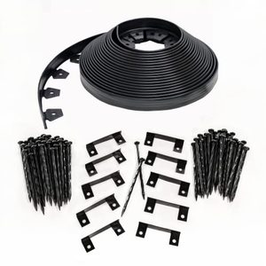 lot 64050 image: EasyFlex No-Dig Landscape Edging with Bonus Anchoring Spikes, 1.5 in. Tall Straight Top Plastic Garden Border, 100 Foot Kit, Black (3000-100CXX)
