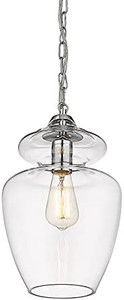 lot 65016 image: Large Glass Pendant Lights - 9 inch Pendant Lighting Hanging Kitchen Light Fixtures with Clear Glass for Kitchen Island Dining Room H9165