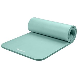 lot 65097 image: Retrospec Solana Yoga Mat 1 Thick wNylon Strap for Men & Women - Non Slip Exercise Mat for Home Yoga, Pilates, Stretching, Floor & Fitness Workouts - Blue Lagoon