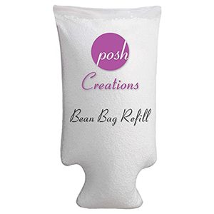 lot 65102 image: Posh Creations Foam Filling Bean Bag Refill, 100 L, White with EZ-Pour Zipper Spout