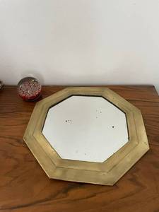 lot 65103 image: Hexagonal mirror vintage Moroccan theme (Damage--See photos)  (SOLD AS IS)