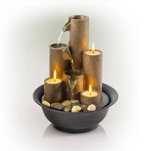 lot 65295 image: Alpine Corporation 11 Pouring Tiers Tabletop Fountain with 3 Candles
