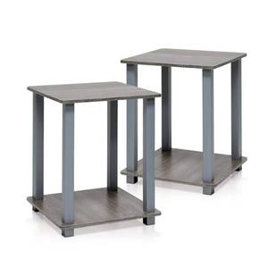 lot 65320 image: Furinno 12127GYWGY Simplistic End Table, Set of Two, French Oak Grey