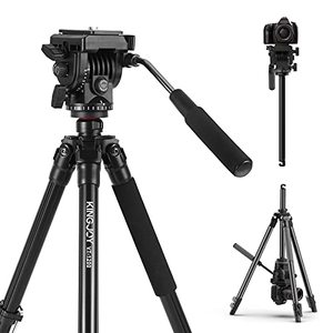 lot 65575 image: KINGJOY Video Camera Tripod Professional Fluid Head Tripod 61 for Canon Nikon DSLR with 14 Quick Release Plate Zipper Bag Max Load 22 Lbs for Vlog Travel Work YouTube Video Recording Photography