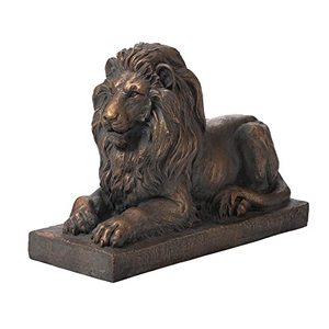 lot 65583 image: Glitzhome GH20388 Lying Guardian Lion Outdoor Statue, Bronze