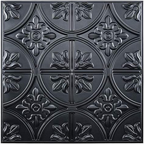 lot 65592 image: Art3d Drop Ceiling Tiles 2x2, Glue-up Ceiling Panel, Fancy Classic Style, Black
