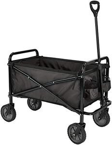 lot 65595 image: Amazon Basics Collapsible Folding Outdoor Utility Wagon with Cover Bag, Black