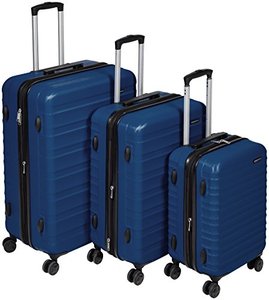 lot 65602 image: Amazon Basics 3-Piece Set Hardside Spinner, Navy Blue