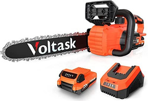 lot 65626 image: Voltask Cordless Chainsaw, 20V 10-Inch Electric Chainsaw with Auto Tensioning & Automatic Chain Oiling, Cordless Lightweight for Trimming, Pruning, and Limbing (Battery & Charger Included)
