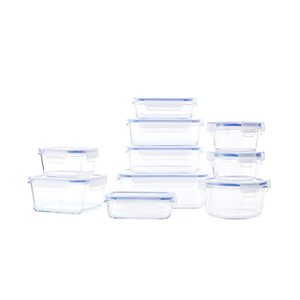 lot 65804 image: Amazon Basics Glass Locking Lids Food Storage Containers, 20-Piece Set