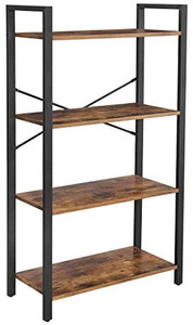 lot 65806 image: VASAGLE Bookshelf, 4-Tier Shelving Unit, Bookcase, Book Shelf, 11.8 x 25.9 x 47.2 Inches, for Home Office, Living Room, Rustic Brown and Black ULLS60BX