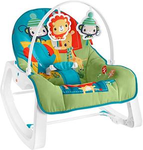 lot 65811 image: Fisher-Price Infant-to-Toddler Rocker � Jungle Blocks, portable baby rocking chair with toys for soothing or play