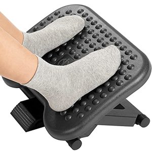 lot 66881 image: HUANUO Adjustable Under Desk Footrest, Foot Rest for Under Desk at Work with Massage, Foot Stool Under Desk with 3 Height Position & 30 Degree Tilt Angle Adjustment for Home, Office