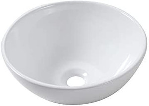 lot 66889 image: Vessel Sink Round - Sarlai 16x16 Modern Round Bowl Above Counter White Porcelain Ceramic Bathroom Vessel Vanity Sink Art Basin