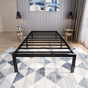 lot 66891 image: 45MinST 18 Inch Platform Bed FrameEasy Assembly Mattress Foundation  3000lbs Heavy Duty Steel SlatNoise FreeNo Box Spring Needed, Twin