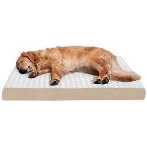lot 66895 image: Furhaven Pet Bed for Dogs and Cats - Ultra Plush Curly Faux Fur and Suede Mattress Egg Crate Orthopedic Dog Bed, Removable Machine Washable Cover - Cream, Jumbo (X-Large)