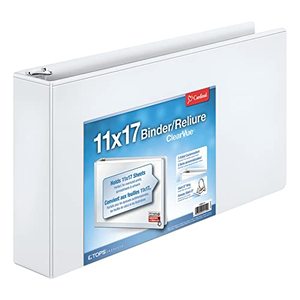 lot 67544 image: Cardinal� Slant-D� Ring 11 x 17 Tabloid ClearVue� Binders, 3 Rings, 63% Recycled, White