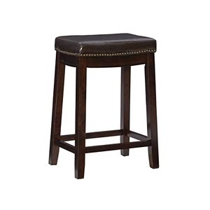 lot 67545 image: Linon Claridge Patches Counter Stool, 24-Inch, Brown