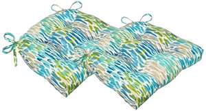 lot 67554 image: Pillow Perfect OutdoorIndoor Make It Rain Cerulean Chair Pads, 15.5 x 16, Blue, 2 Count
