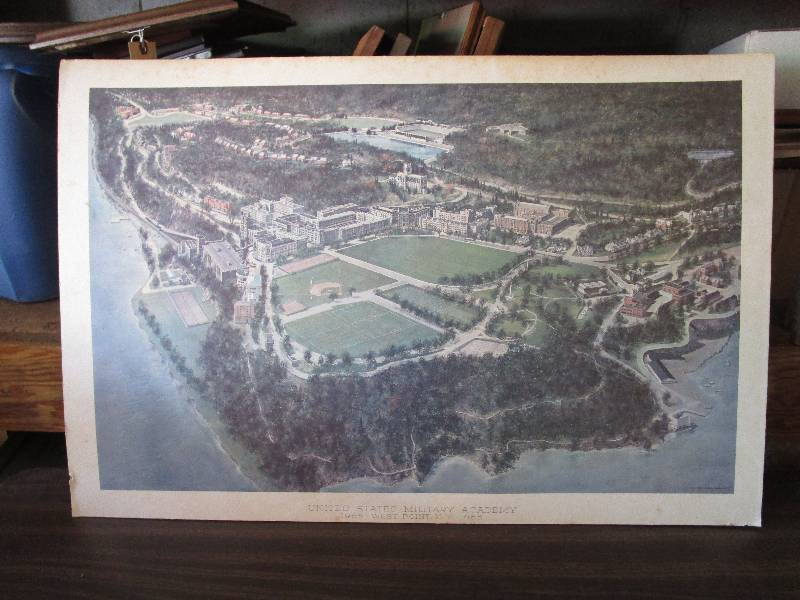 lot 71 image: Antique (1965) Aerial Poster of West Point United States Military Academy