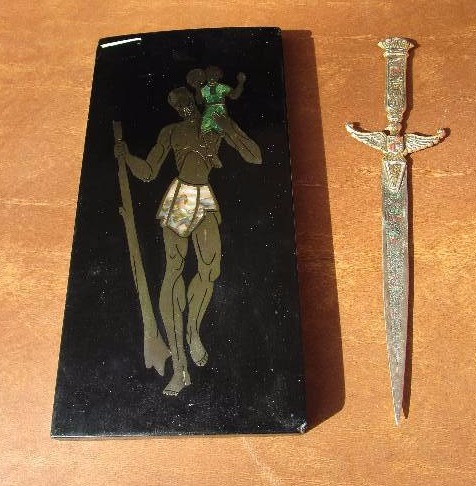 lot 76 image: Vintage Wall Decor and Unique Knife Letter Opener
