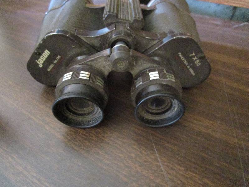 lot 111 image: Lot of Antique Items - Binoculars, Roller Skates, Manual Grinder