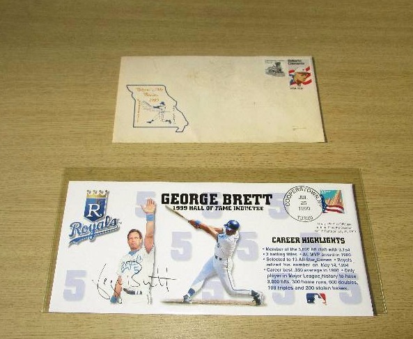 lot 10 image: George Brett Cooperstown First Day Cover and 1985 Royals FDC