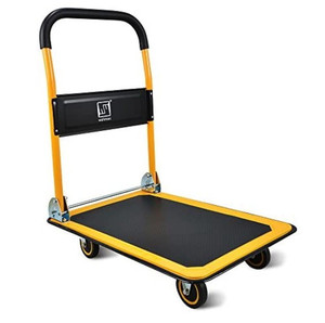 lot 3 image: Push Cart Dolly by Wellmax, Moving Platform Hand Truck, Foldable for Easy Storage and 360 Degree Swivel Wheels with 330lb Weight Capacity, Yellow Color